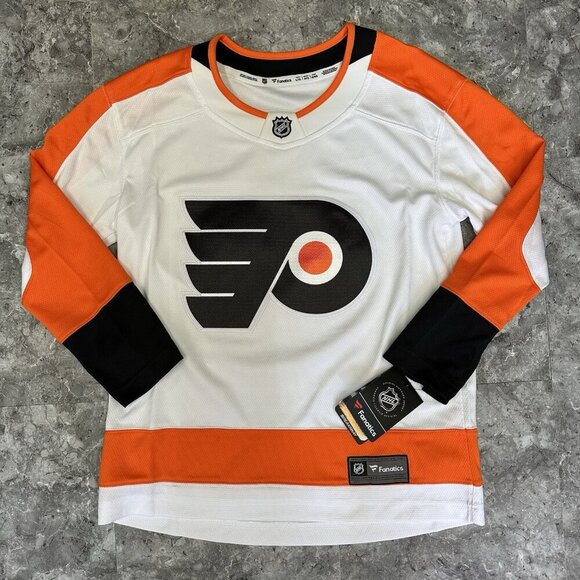 Philadelphia Flyers Jersey Youth Large XL Fanatics Breakaway White Orange - Picture 1 of 6